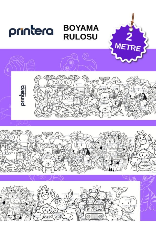 Hayvanat Bahçesi Temalı 2 Metre Rulo Boyama Kağıdı