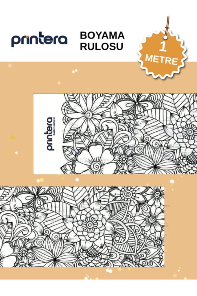 Çiçek Temalı 1 Metre Mandala -Premium Baskı-Yetişkin Eğlence