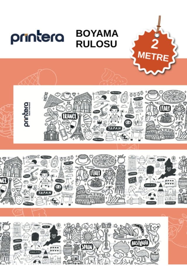 Dünya Kültürleri Temalı 2 Metre Dev Boyama Rulo